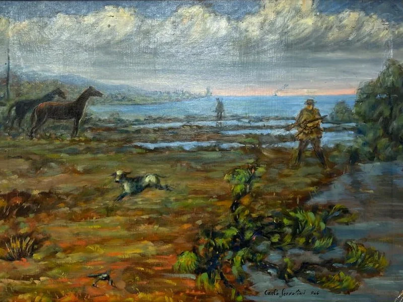1876-Carlo Servolini - Scena di caccia. 1944